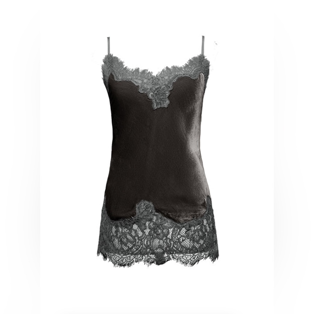 Gold Hawk Anastasia Lace Trim Velvet Cami - Pewter